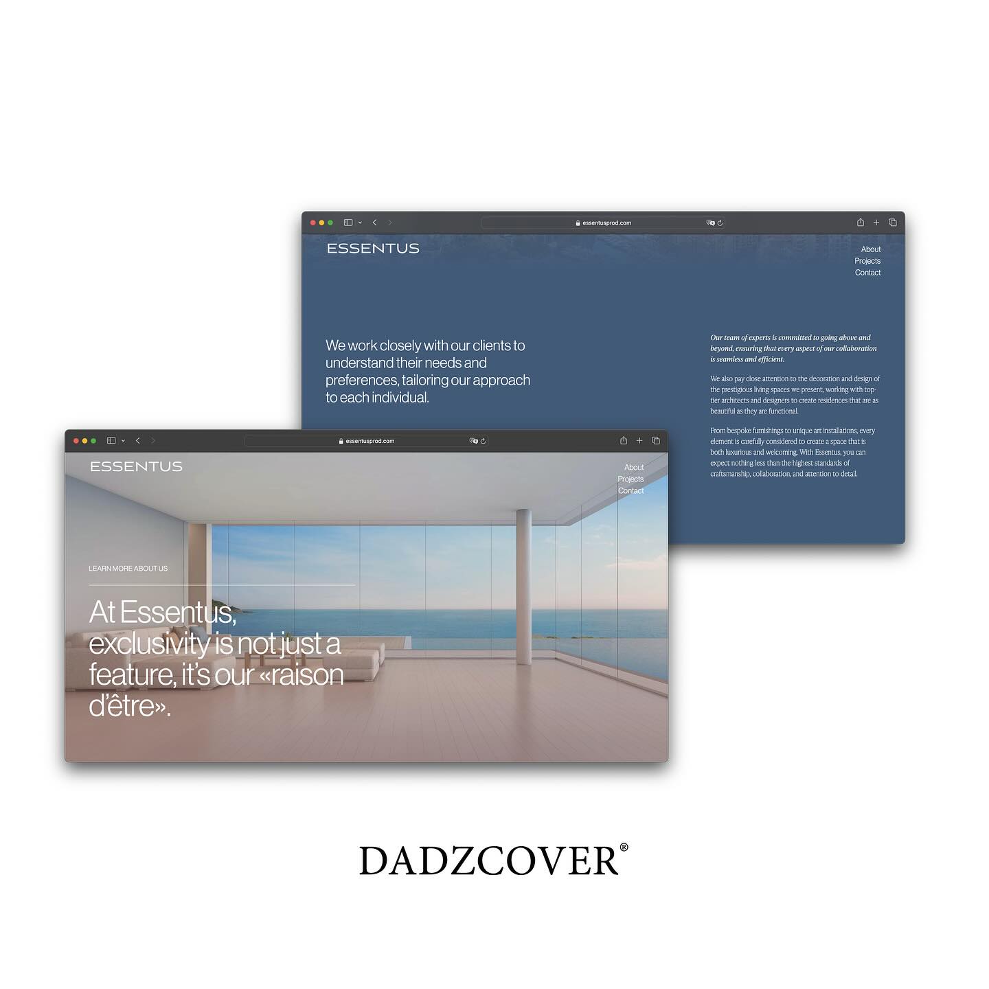 The Essentus website designed by DADZCOVER