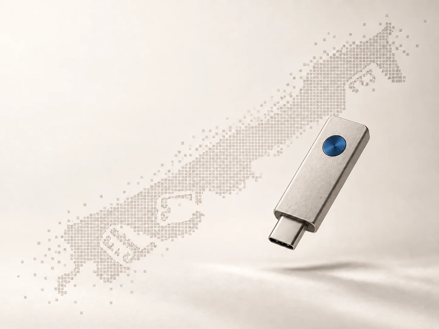 Clé de sécurité USB-C devant une carte stylisée de Monaco.