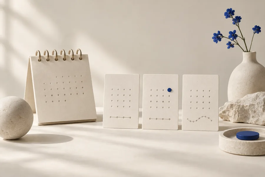 Calendrier et fiches de relevés illustrant le suivi des observations.