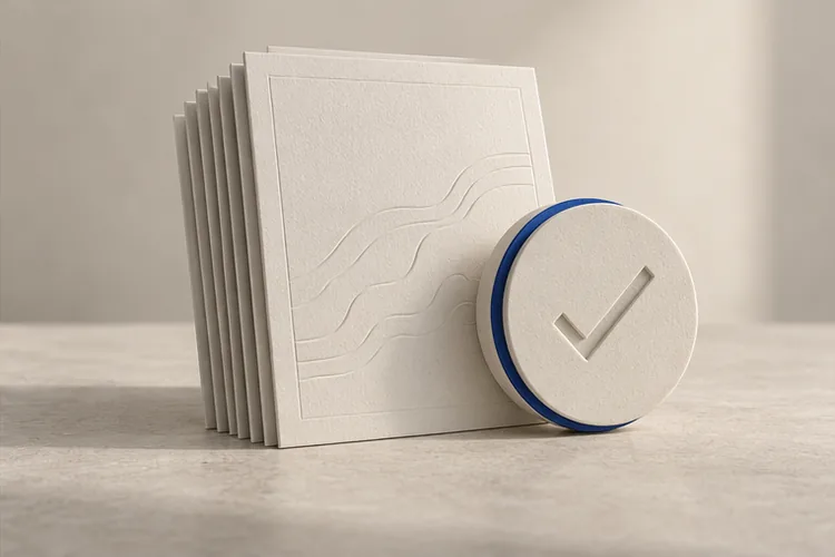 Preuves et références vérifiables Documents and a validation seal representing verifiable references